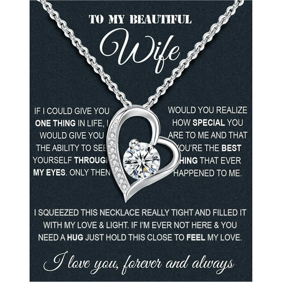 Wife Necklace From Husband To My Wife Necklace Soulmate Necklace For Women Future Wife Jewelry Birthday Christmas Valentine's gifts For Girlfriend Message Card & LED Box