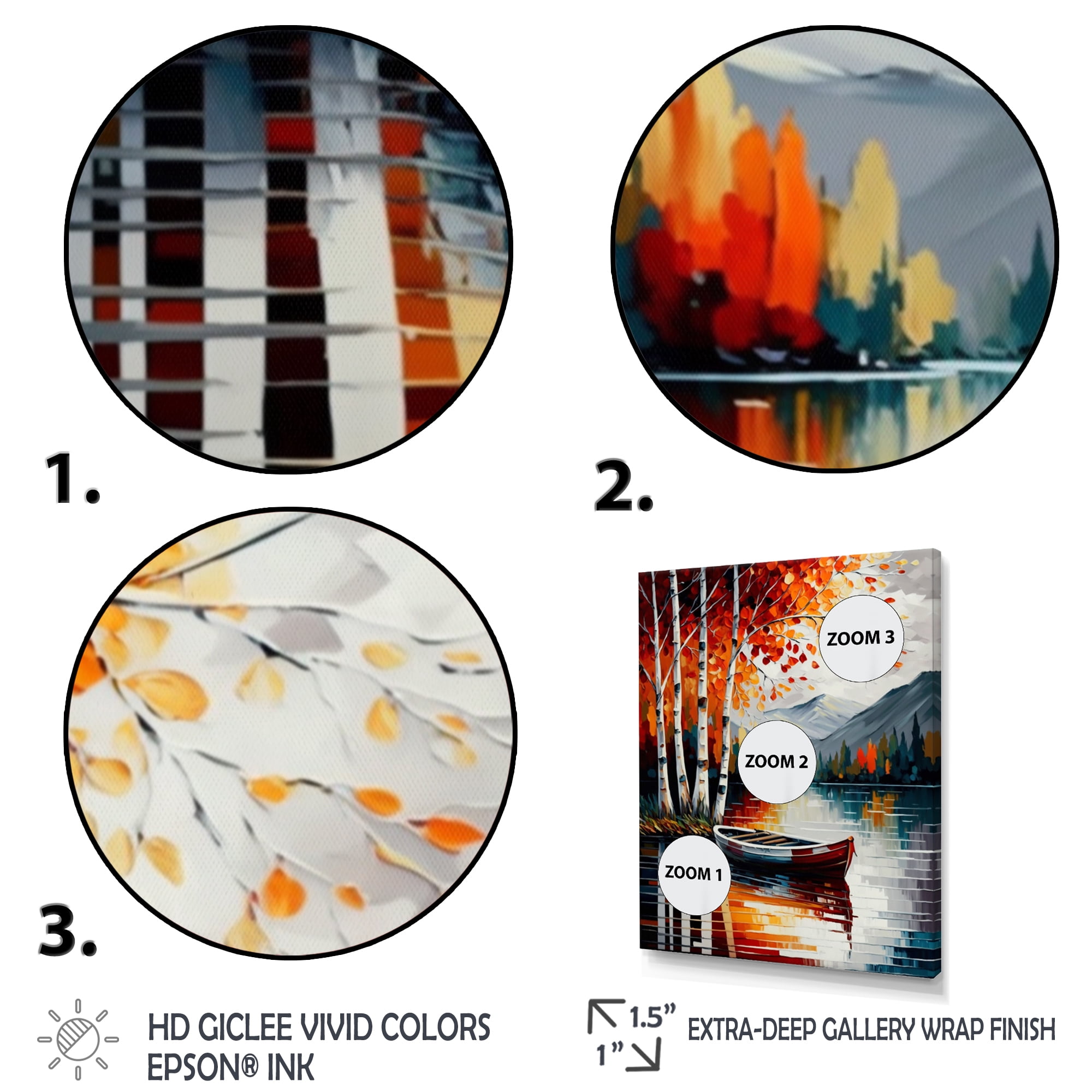Designart Red And Orange Birch Trees By The Lake X Canvas Wall Art