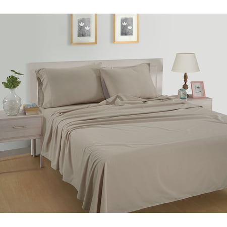 casa platino 100% long staple cotton 4 piece pure percale king size bed sheets set fits mattress upto 15 deep - linen