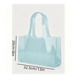 thumbnail image 2 of Clear Blue Jelly Tote Bag, Glossy Transparent PVC Shoulder Handbag, Large Capacity Shopping Bag for Women, 2 of 7