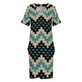 thumbnail image 4 of Vestido holgado con bolsillos en turquesa y beige con estampado del suroeste de Snake Trail para mujer. Vestidos de noche para mujer., 4 of 7