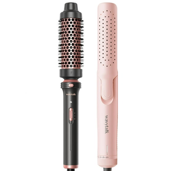 Wavytalk Thermal Brush, Heated Round Brush and Wavytalk 1 Inch Curling Iron, Airflow Styler with 360° Cooling Air