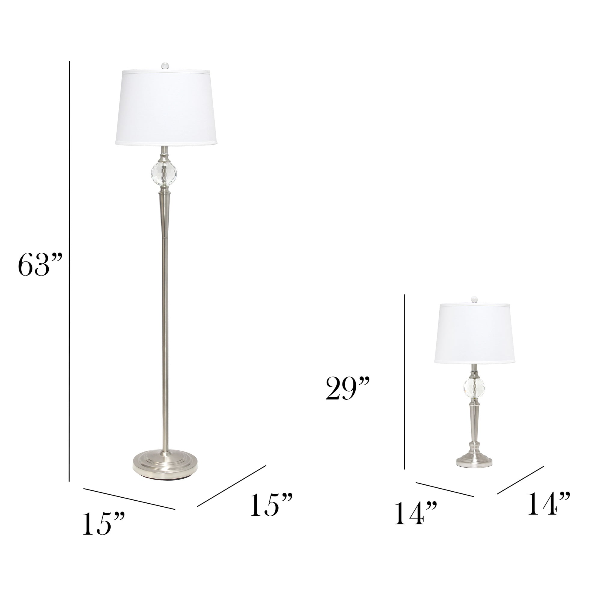 brushed nickel floor lamp with table