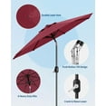 thumbnail image 2 of Parasol de Patio Extérieur 9 Pi avec Manivelle, Évent Coupe-Vent à Double Couche et Inclinaison à Bouton-Poussoir, Protection UV, Imperméable, Conception Robuste à 8 Baleines pour Terrasse, Piscine, Jardin, 2 of 7