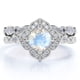 thumbnail image 1 of JeenMata Anillo Nupcial Antiguo de 1,5 Quilates con Piedra Lunar Arcoíris Facetada y Moissanita Engastado en Oro Blanco de 18 K sobre Plata, 1 of 6