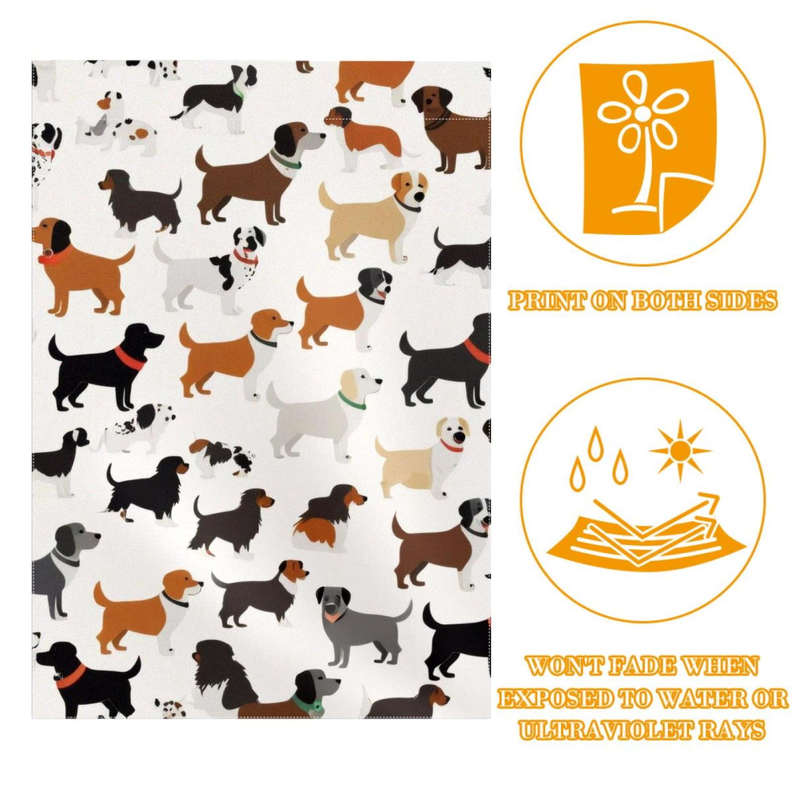 Different Breeds of Dogs Double Sided Garden Flag Decorative Weather Resistant Yard Flag, Large DIY Vertical Flag for Farmhouse Patio Lawn, 28x40 Inch