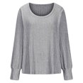 thumbnail image 6 of Zedker Sweaters for Women Pleated Casual Long Sleeve Blouses with Smocked Cuffs,Plus Size Gray XL, 6 of 6