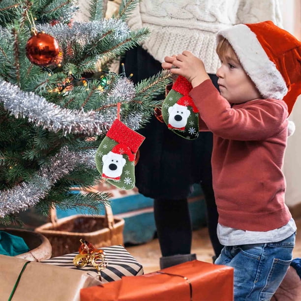 Puntoco Calcetines Pequeños De Navidad, Bolsa De Regalo, Boca De Bola De Pelo, Paño De Copo De Nieve, Calcetines Pequeños, Decoraciones Navideñas, Colgante Para Árbol De Navidad D,Decoración Hogareña