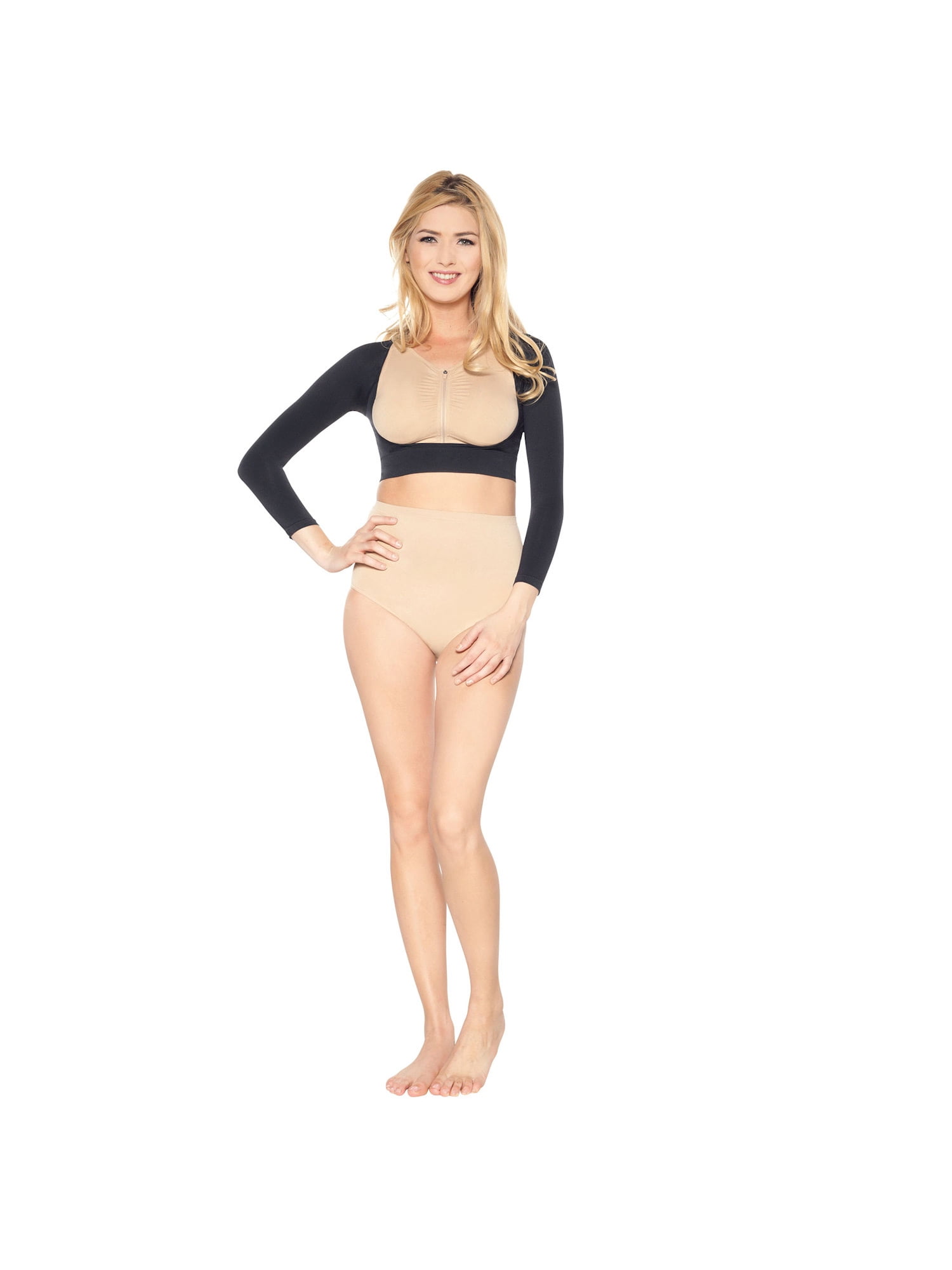 Rhonda Shear Seamless Long-Sleeve Arm Smoother in Mocha Large