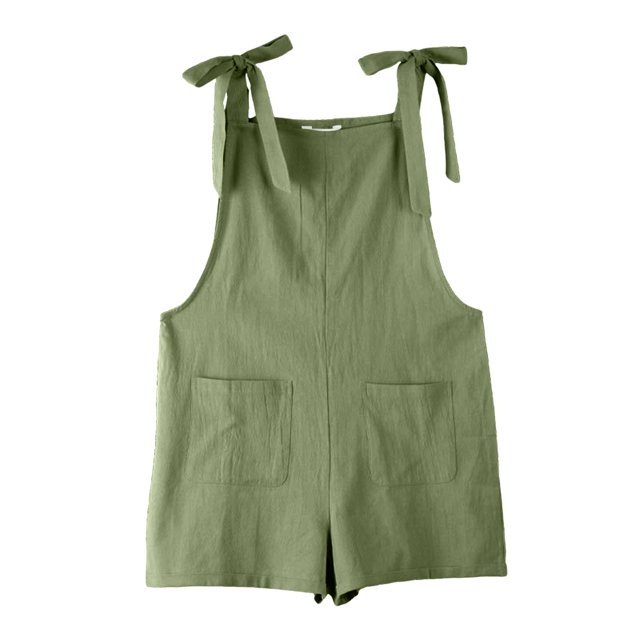 Combinaison Sans Manches pour Filles, Bretelles Réglables, Combinaison Courte, Vêtements d'Été avec Poche, Vert Armée 8-9 Ans