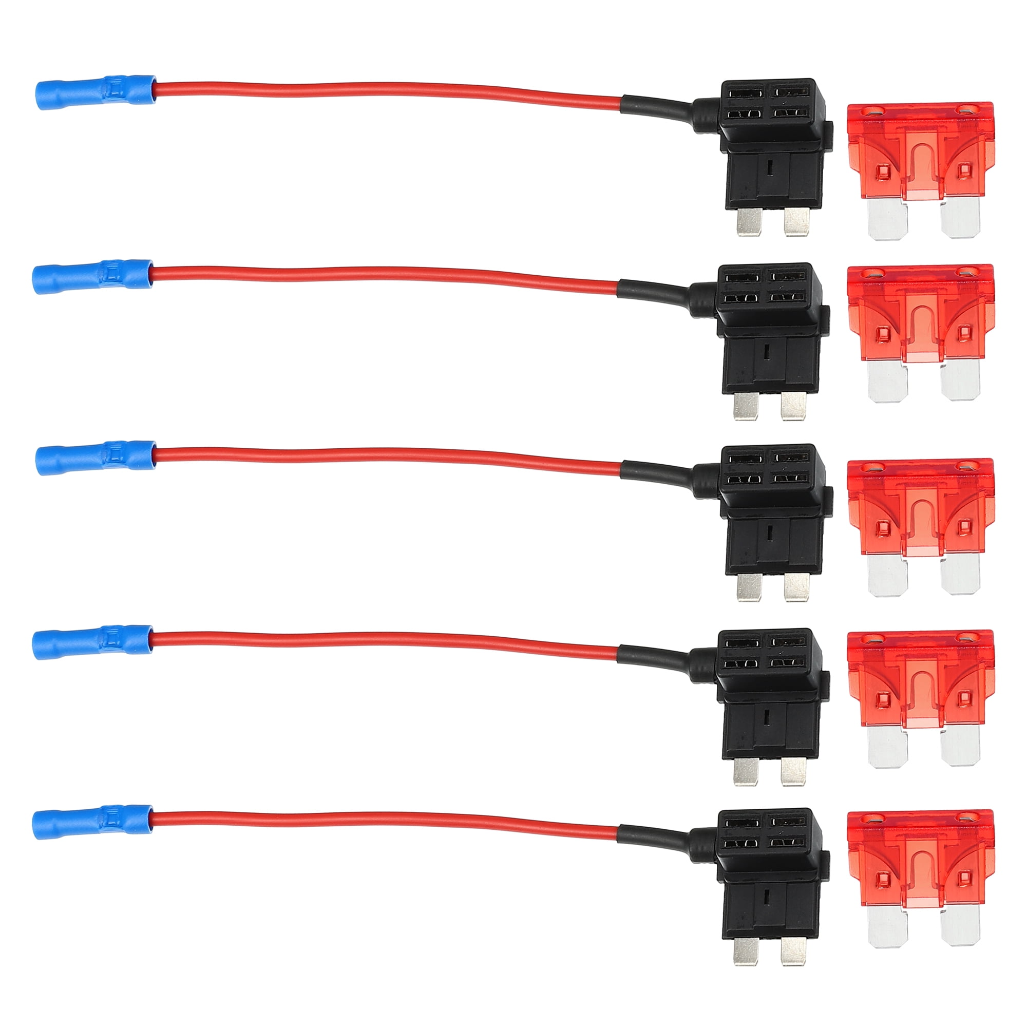 Unique Bargains 1Pack 12V Standard Fuse Adapter Tap Fuse Kit with 5pcs