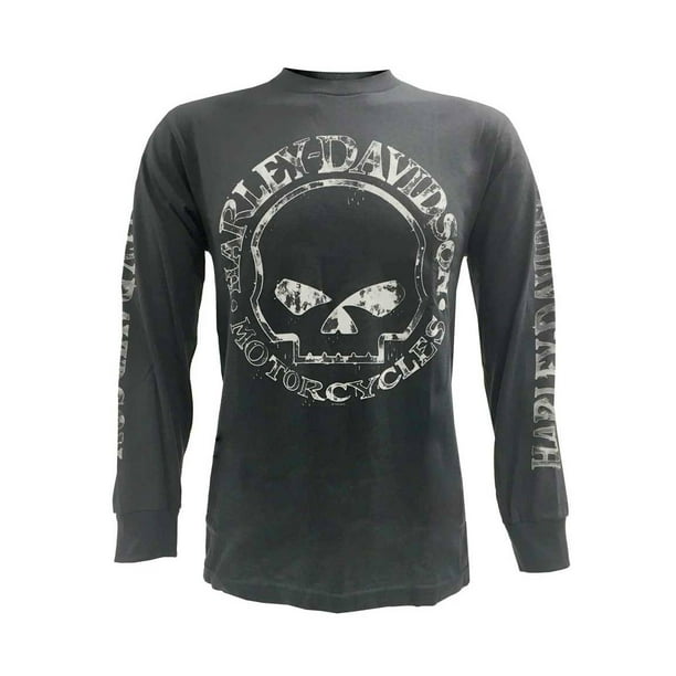 Harley-Davidson - Men's Willie G Skull Long Sleeve T-Shirt Tee Charcoal ...