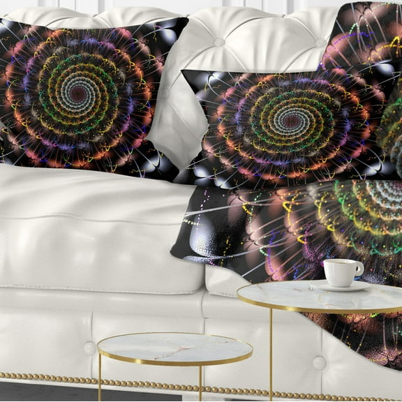 Designart Multicolor Abstract Spiral Flower - Abstract Throw Pillow - 12x20
