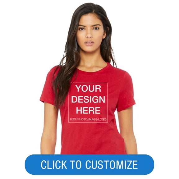 BELLA CANVAS Ladies Crew Neck Personalized T-Shirt, Create your own Designs, Red, Large