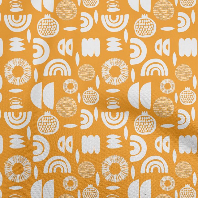 oneOone Tissu en Coton Flex Jaune Moutarde Abstrait pour Robe Tissu Imprimé au Mètre 40 Pouces de Large