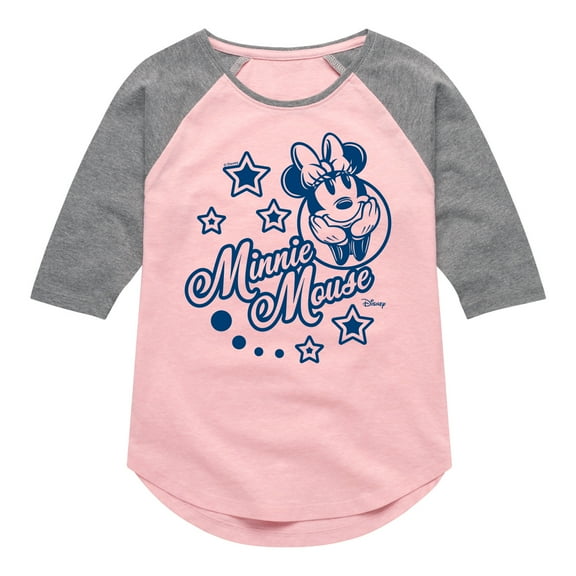 Disney - Minnie Mouse Stars - Toddler & Youth Girls Raglan Graphic T-Shirt