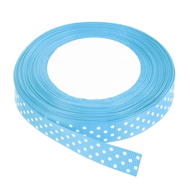 Cintas Grosgrain Uxcell de 25 yardas de 5/8" en azul con puntos blancos para moño