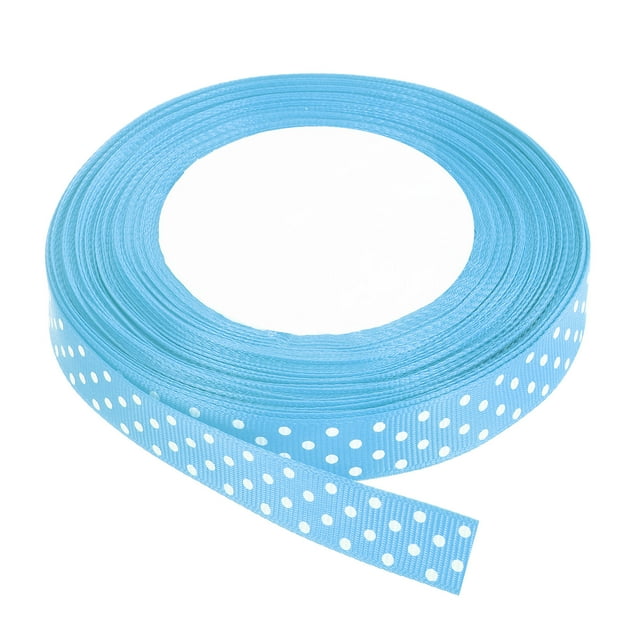 Cintas Grosgrain Uxcell de 25 yardas de 5/8" en azul con puntos blancos para moño