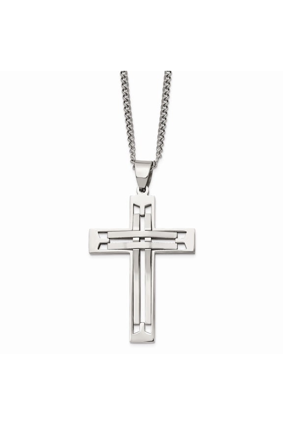 White Stainless Steel necklace Curb with pendant Themed Men's 24 in 41.64 mm 2.9