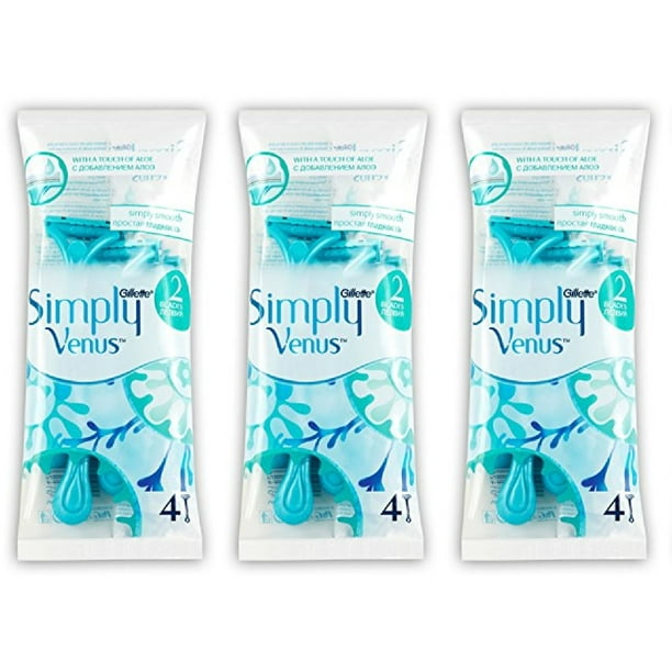 Bang om te sterven Vervorming Heup Gillette Simply Venus 2 Blade Disposable Razors With A Touch of Aloe, 4  Count (Pack of 3) - Walmart.com