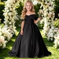 thumbnail image 3 of EnJoCho Girls Formal Dress Off Shoulder Satin Big Bow A Line Floor Length Gown For Little Girls Wedding Flower Girl Birthday Party Evening Wear, 3 of 4