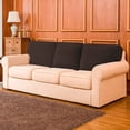 thumbnail image 7 of Subrtex Stretch Back Cushion Cover Check Plaid Couch Backrest Slipcover (T-2PC+Rectangle, Chocolate), 7 of 7