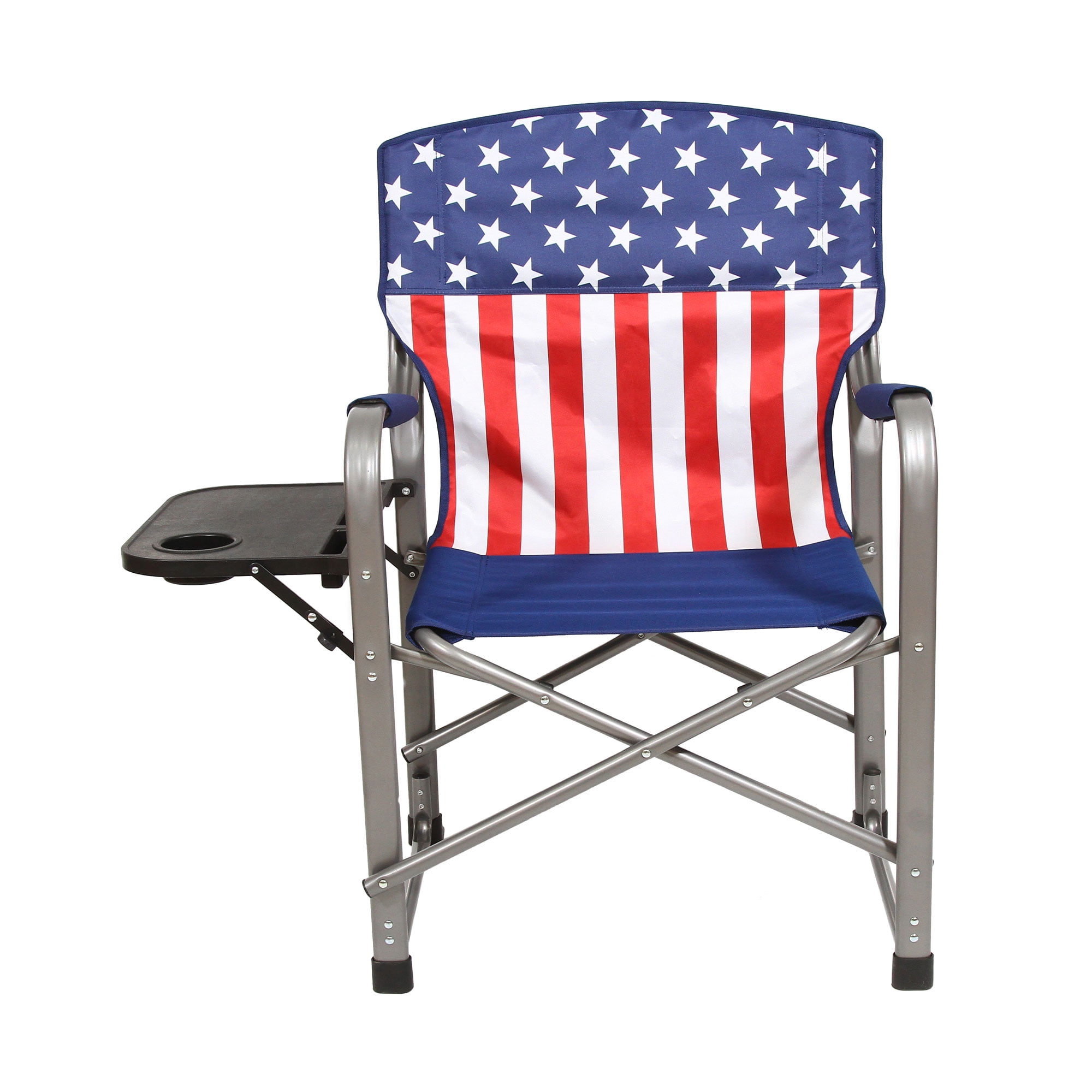 Kamp-Rite Director's Chair Camping Folding w/Side Table, USA Flag (2)