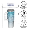 thumbnail image 4 of 40oz Tumbler with Handle and Straw, Vacuum Insulated Stainless Steel Travel Mug, Fits Car Cup Holder, Ice Crystal Print, 4 of 6