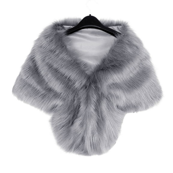 NUZYZ Women Autumn Winter Artificial Fur Shawl Solid Color Thickened Warm Coldproof Cape Coat Formal Party Shawl,Dark Gray