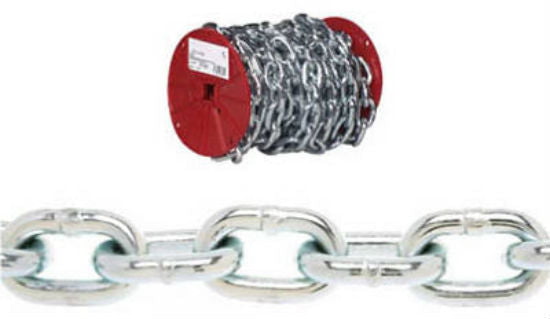 Campbell 0332426 Low Carbon Steel Straight Link Coil Chain in Square Pail 520 lbs Load Capacity 2/0 Trade 225 Length 0.18 Diameter Zinc Plated 