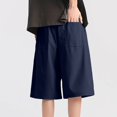 thumbnail image 6 of Ymyiu Mens Drawstring Shorts Men's Casual Classic Fit Elastic Waist Shorts with Drawstring Size 3XL(Navy, 3XL), 6 of 9