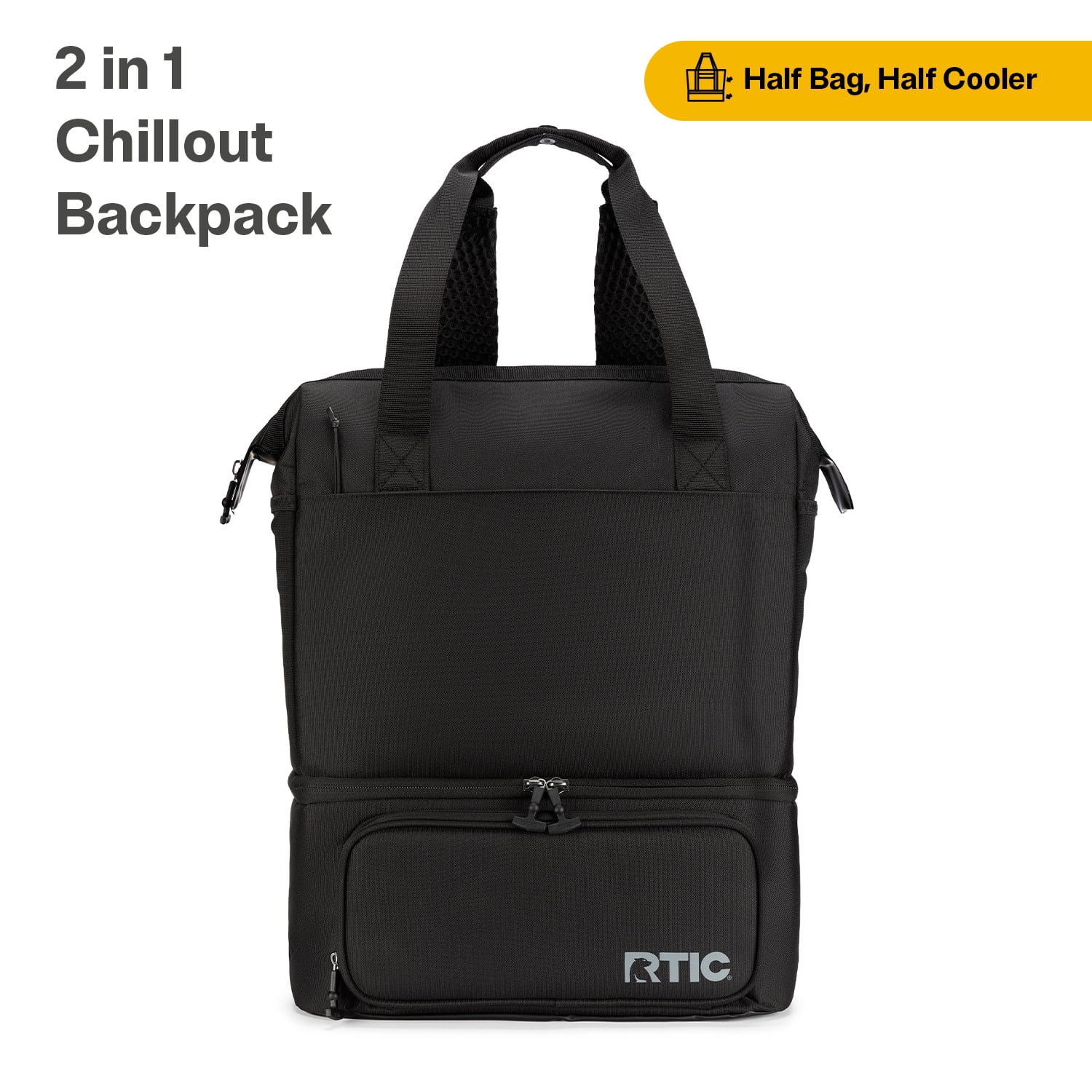 RTIC 2-in-1 Chillout Backpack, 16 Ltr Hybrid Bag Cooler, Fits 10 Cans, Black