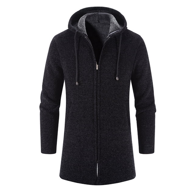 Cárdigan largo tradicional para hombre, jersey con capucha, jersey de punto, sudadera con capucha, abrigo de invierno, chaqueta deportiva, chaqueta de invierno de punto fino, chaqueta polar