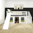 thumbnail image 2 of Low Loft With Stairs, Easy Slide & Black & White Farmhouse Curtain, White, 2 of 10