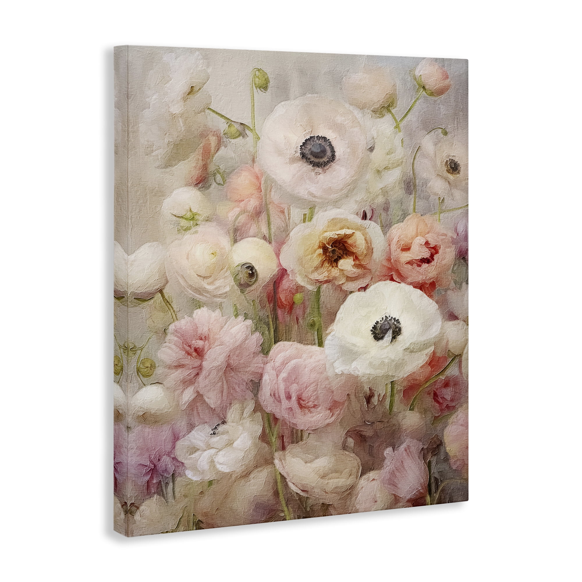 Stupell Industries Soft Pastel Florals Botanical & Floral Painting Gallery Wrapped Canvas Art Print Wall Art, 36 x 48
