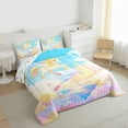 thumbnail image 4 of Feelyou Kawaii Gold Unicorn Bedding Comforter Set, Galaxy Cloud Rainbow Twin Comforter Sets, Dreamy Princess Castle Reversible Bedding Set, Ultra Soft Bedroom Decor, 2pcs, 4 of 9