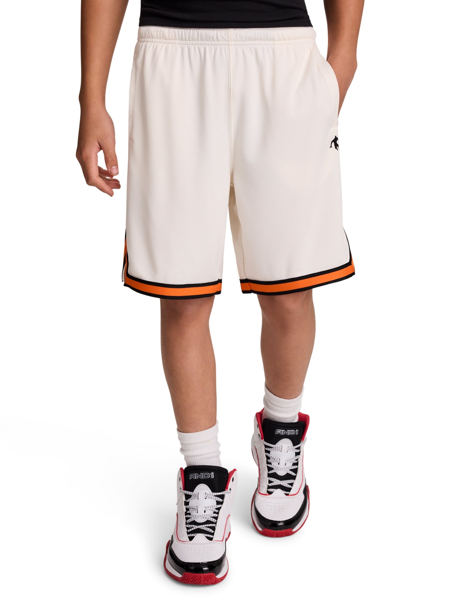 AND1 Boy's Athletic Platinum Short, 8" Inseam, Sizes 4-18