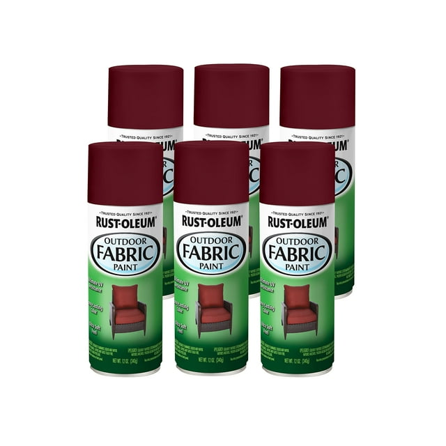 Rust-Oleum 358831-6PK Outdoor Fabric Spray Paint, 12 oz, Dark Red, 6 Pack