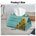 thumbnail image 7 of COEQINE Tissue Box Cover PU Leather Tissue Box Case Modern Rectangle Tissue Case Holder Table Dryer Sheet Dispenser for Home Decor Creative Decorative, Sunflower Blue Wood Grain, 7 of 7