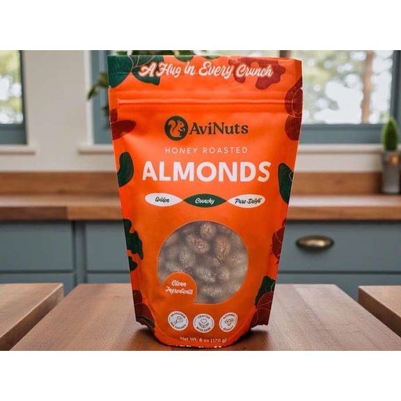 Honey Roasted Almonds, Sweet Crunchy Nut Snack Pack, On-the-Go Single Serve, 6 oz (170g)