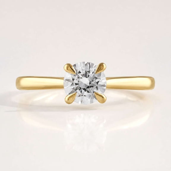 vylahjewellery 10K Yellow Gold for Women, 1Ct Solitaire Engagement Ring, 4 Prong Promise Wedding Anniversary Ring, Round Moissanite Ring