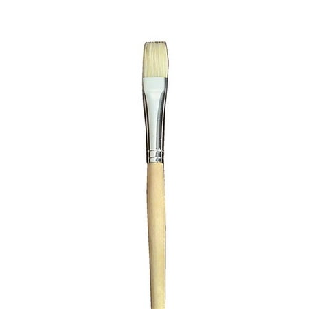 School Smart White Bristle Short Handle Flat Paint Brush, 1/2 Inch, Pack of
