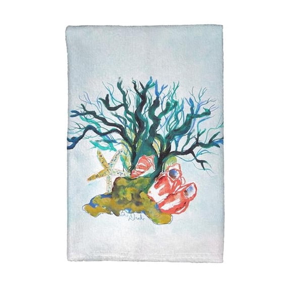 Betsy Drake KT1092 Starfish Coral Shells Kitchen Towel