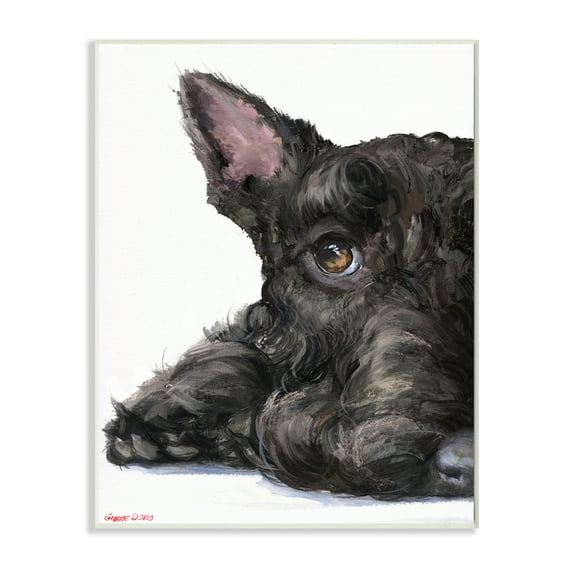 Stupell Industries Sleepy Scottish Terrier Portrait Adorable Pet Dog Wall Plaque, 13 x 19, Design by George Dyachenko