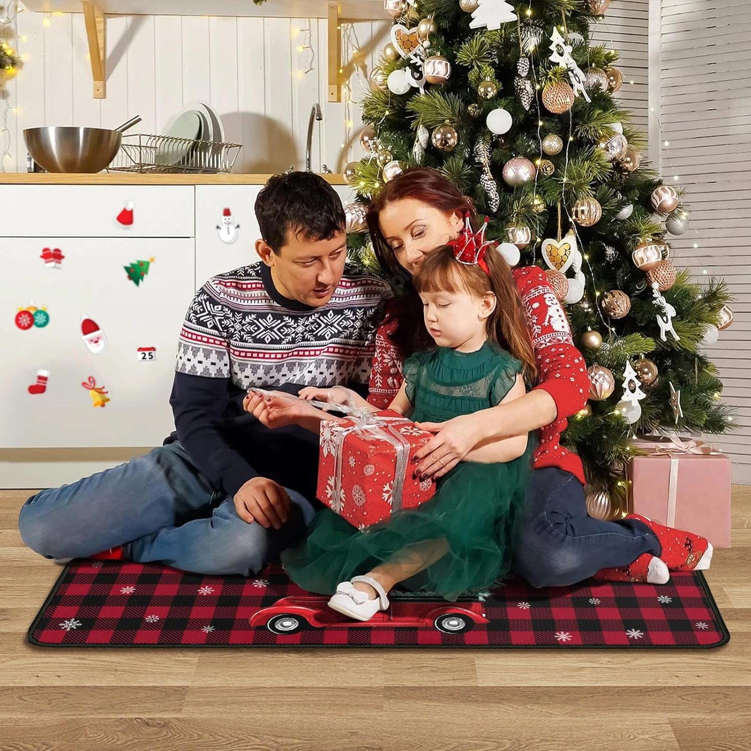 2-Piece Christmas Snowman Kitchen Rugs Mats Set 17x29 17x47 Inch