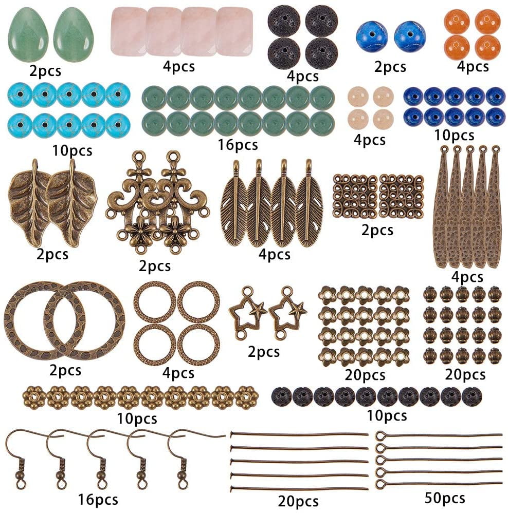 1 Box DIY 8 Pairs Chandelier Gemstone Earrings Making Starter Kit