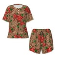 thumbnail image 2 of Yiaed Rose Mix Leopard 1 Print Short Sleeve Pajama Sets for Women Casual Crew Neck 2 Piece Lounge Sets Women's Short-Sleeved Pajama-3X-Large, 2 of 5