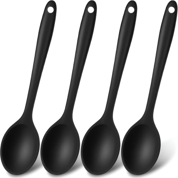 ACDANC 2026 New 4 Pieces Silicone Spoons Nonstick Kitchen Spoon Silicone Serving Spoon Stirring Spoon for Kitchen Cooking Baking Stirring Mixing Tools,8Inch for Kitchen,Home,Bakery,Restaurant,Picnic