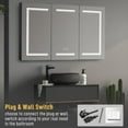thumbnail image 6 of IVV 48" Wall-Mounted Bathroom Cabinet with LED Lights, 3 Mirrored Doors, Adjustable Storage Shelves, Brightness Control, Anti-Fog, Power-Off Memory, Built-In Charging Station, Black, 6 of 8