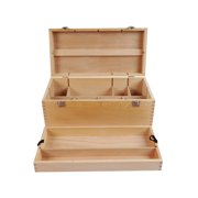 Artist's Loft Solid Beechwood Art Supply Storage Box - Adjustable Organizer with Removable Tray - Natural - 16 x 7.8 - 1-Pack